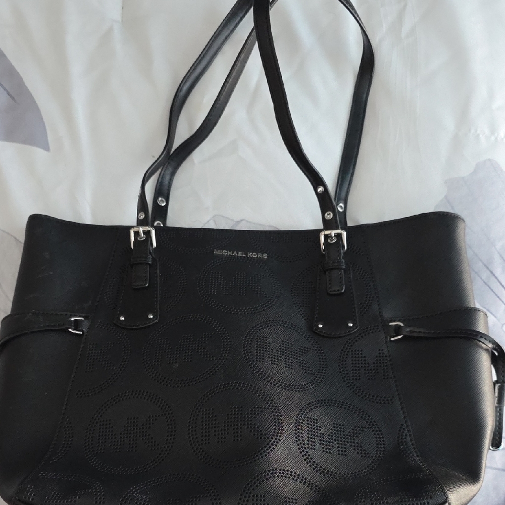 Michael Kors Black Perforated Logo Tote